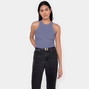 Blue racer tank top ribbed